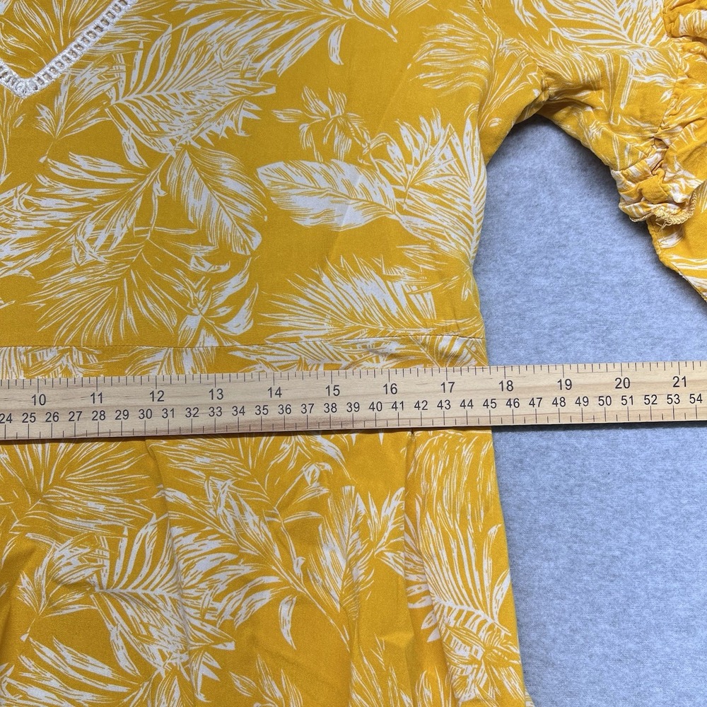 Label Of Love Babydoll Dress Yellow Floral‎ Hi Low Flutter Sleeve Size Med Flowy - Picture 8 of 14